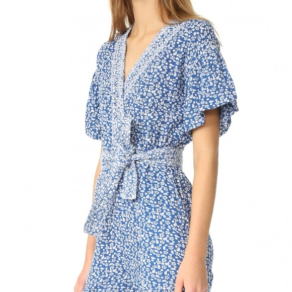 Ulla Johnson Reiko Jumpsuit in Blue Tiny Floral - Picture 4 of 15